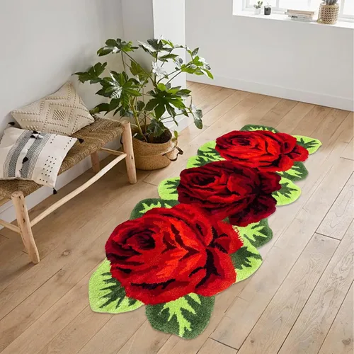 Miniatura 35 de USTIDE Bonita alfombra de baño de rosas para baño, alfombra de baño naranja de lujo, antideslizante, con forma de flor, alfombra de ducha de felpa