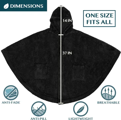 Miniatura 4 de PAVILIA Angel Wrap Hooded Blanket Poncho, Wearable Blanket Throw Wrap Poncho for Women Adult, Cozy Fluffy Sherpa Shawl Cape