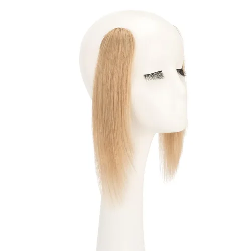 Miniatura 8 de Hairro Extensiones de flequillo lateral ondulado con clip, 100% cabello humano, 2 piezas con clip en la parte media, flequillo francés, lados