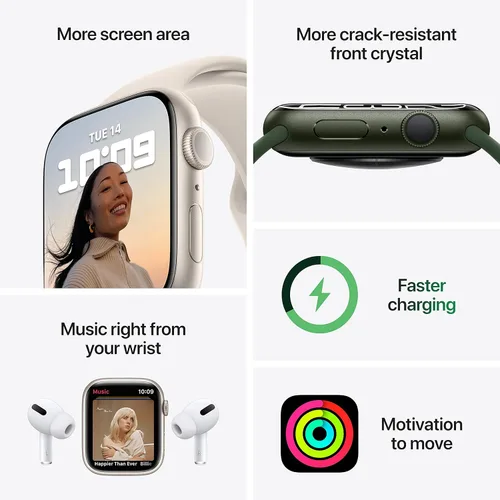 Miniatura 4 de Apple Watch - Serie 7 [GPS 41mm] Reloj inteligente con caja de aluminio azul con correa deportiva azul abismo. Rastreador de actividad física