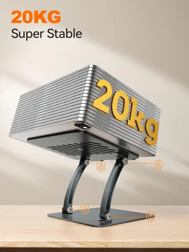Miniatura 4 de Soporte para tableta tounee, soporte de escritorio ajustable de doble varilla de aluminio, compatible con iPads de 4.7-16.9", tabletas Surface, Gris