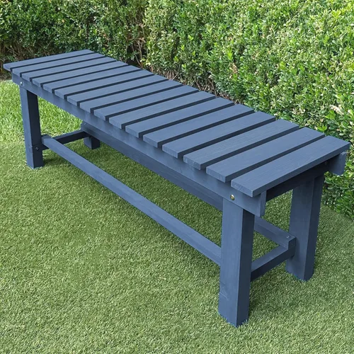 Miniatura 13 de Banco de Jardín al Aire Libre, Banco de Patio de Madera para 2 Personas, Banco Impermeable al Aire Libre Sin Respaldo, Bancos de Jardín Carbonized