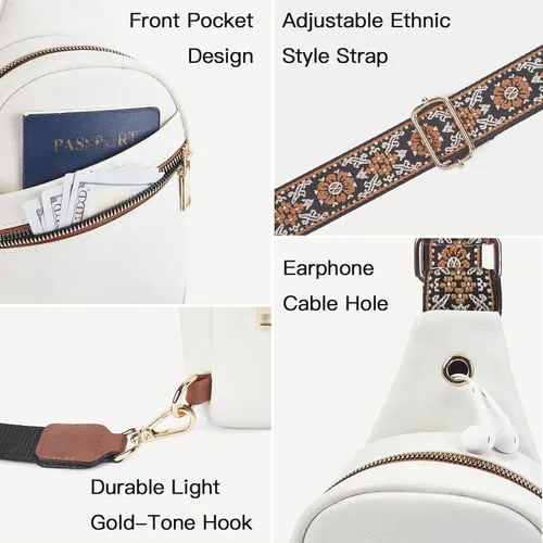 Miniatura 24 de Telena Bolso bandolera para mujer, bolso cruzado para mujer, cangurera de cuero vegano con correa ajustable