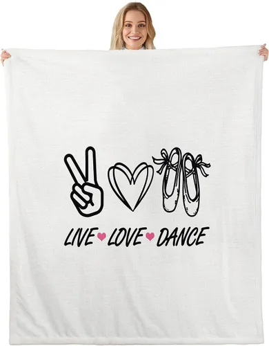 Erosebridal Ballet Fleece Blanket 40x50 | Ballerina Dance Fuzzy Plush Throw for Sofa Couch Girly Ballet Shoes Gymnastics Sherpa Blanket Heart Shaped