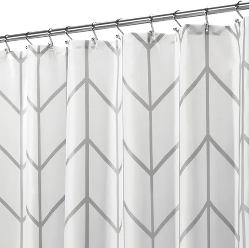 Miniatura 11 de mDesign - Cortina de ducha de tela de fácil cuidado con ojales reforzados, para duchas y bañeras, lavable a máquina, diseño de zigzag, 72” x 72