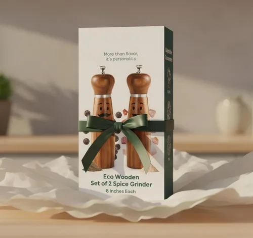 Miniatura 3 de Juego de molinillo manual de sal y pimienta, juego de molinillo de sal y pimienta de madera de acacia de 8 pulgadas, molinillo de pimienta