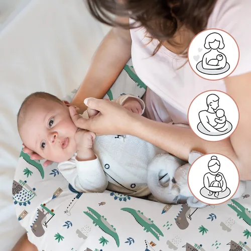 Miniatura 4 de Little Grape Land - Almohada de lactancia mejorada, lactancia materna y biberón durante 0 a 16 meses, funda suave lavable a máquina con relleno