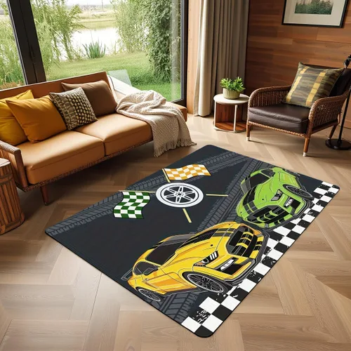 Miniatura 17 de Alfombra de Juego de Autos de Carreras para Niños, Alfombras de Juego para Niños, Alfombra de Sala de Juegos para Niños con Respaldo de Goma