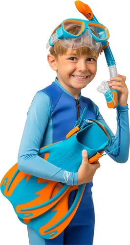 Miniatura 4 de Cressi Junior Snorkel Kit for Kids Ages 3 to 8 - Mask + Dry Snorkel + Adjustable Fins + Net Bag – Rocks Kids Set