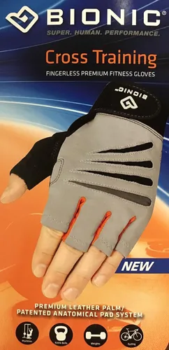Miniatura 4 de Bionic Glove - Guantes de entrenamiento cruzado para hombre con tecnología de ajuste natural, gris/naranja (par)