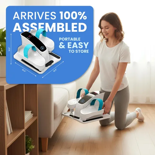 Miniatura 6 de Máquina elíptica para debajo del escritorio, ejercitador eléctrico de pedal sentado para personas mayores y adultos, ejercitador compacto y Blanco