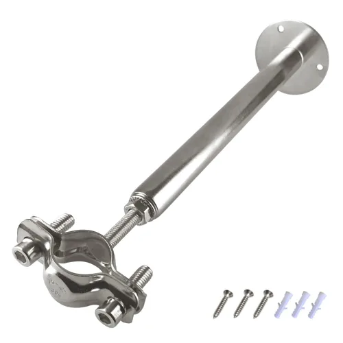 1 juego de soportes de tubo de montaje en pared de acero inoxidable 304, correas de tubo ajustables para tubo de 0.748-0.866 in, altura de soporte