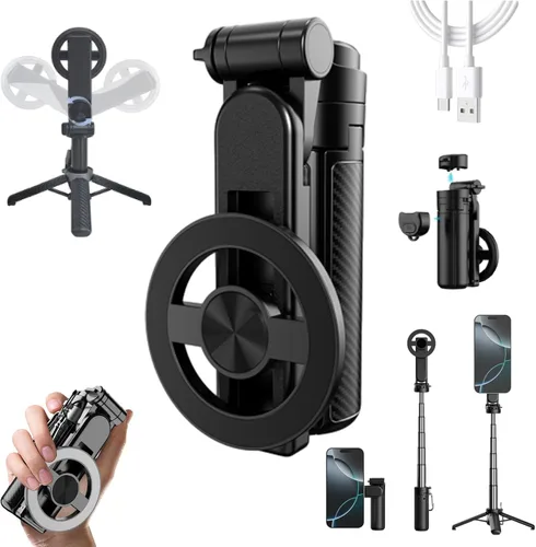 Palo selfie magnético 5 en 1 mejorado 2026 con control remoto para teléfono celular, rotación de 360°, trípode desmontable extensible para grabación
