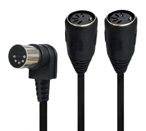 Miniatura 3 de Seadream DIN 5-Pin Splitter Y Adaptador MIDI Cable 1.64FT MIDI 5 Pin en ángulo recto macho a doble 2 x DIN 5 Pin hembra Cable de audio de extensión