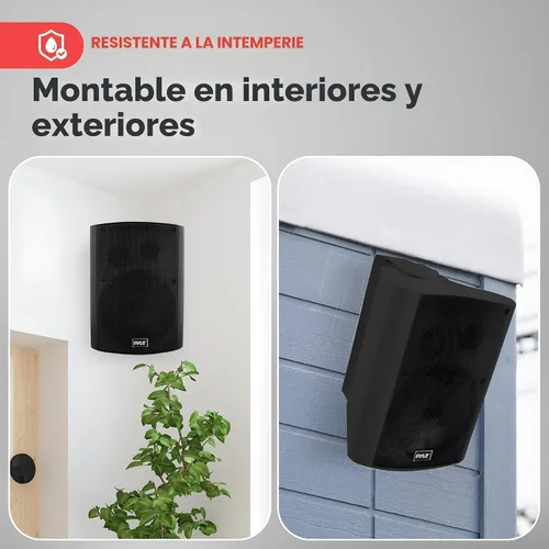 Miniatura 4 de Pyle - Sistema de altavoces de montaje en pared resistente al agua - Par de altavoces activos + pasivos de 13,33 cm, inalámbricos, compatibles
