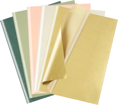 100 hojas de papel de seda de 20 x 14 pulgadas, color verde, amarillo, dorado, rosa para envolver regalos, papel de seda de colores surtidos para