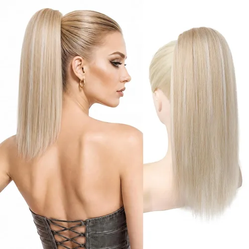 Miniatura 10 de SEIKEA Extensiones de cola de caballo con cordón, larga y recta, cola de caballo falsa, natural, suave, extensiones de cabello sintético resistente