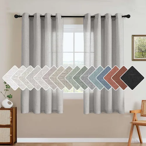 Miniatura 74 de H.VERSAILTEX Elegant - Cortinas texturizadas de lino natural mezclado con eficiencia energética, filtrado de luz, con ojales de níquel