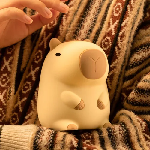 Miniatura 8 de UNEEDE Bonita luz nocturna de Capibara, novedosa luz nocturna de silicona de animales para guardería, lámpara de mesa de cabecera recargable