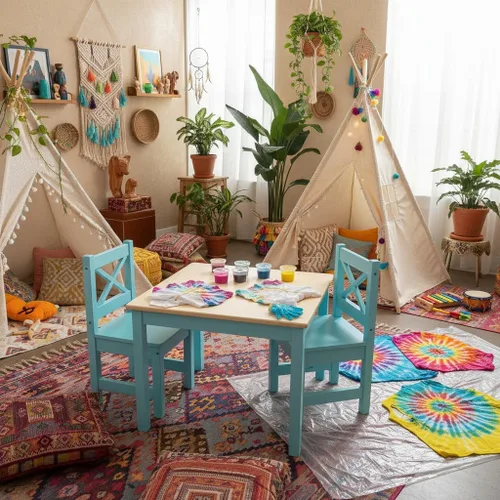 Miniatura 6 de PETIT BATEAU Juego de mesa y 2 sillas de madera maciza para niños, diseño irlandés Montessori Modern AMMEHOELA para niños de 2 a 8 años, azul