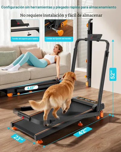 Miniatura 6 de Rayspace Almohadilla para caminar con 12% de inclinación/altura ajustable, almohadilla mejorada de 3.5 HP con barra de asa, caminadora plegable 4