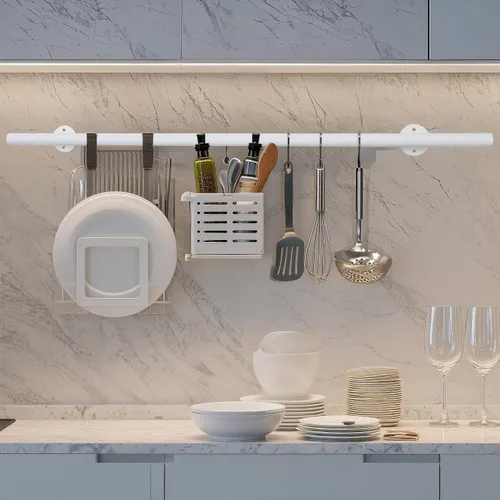 Miniatura 8 de Barandilla de escalera blanca de 4 pies para interiores, barandillas de escalera de tubería de 48 pulgadas para montar en la pared, barandillas