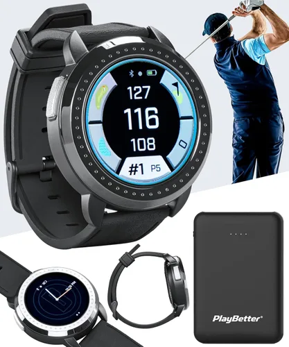 Bushnell iON Elite - Paquete de reloj GPS de golf (negro) - Reloj inteligente con pantalla táctil a color con más de 12 horas de duración de la