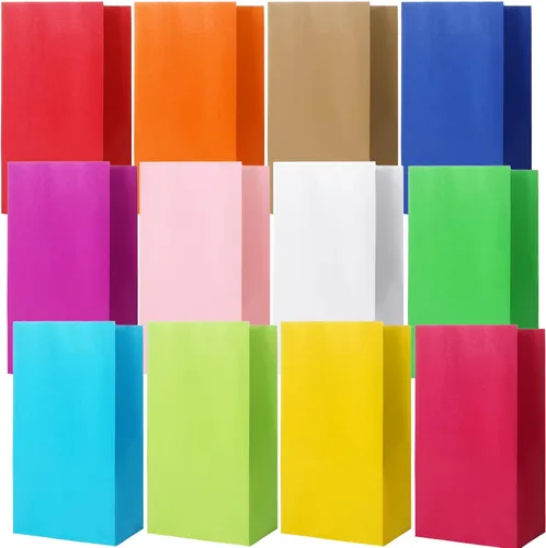 Zhehao 120 bolsas envueltas de color sólido para fiestas, 12 colores, pequeñas bolsas de papel de regalo para cumpleaños, baby shower, boda,
