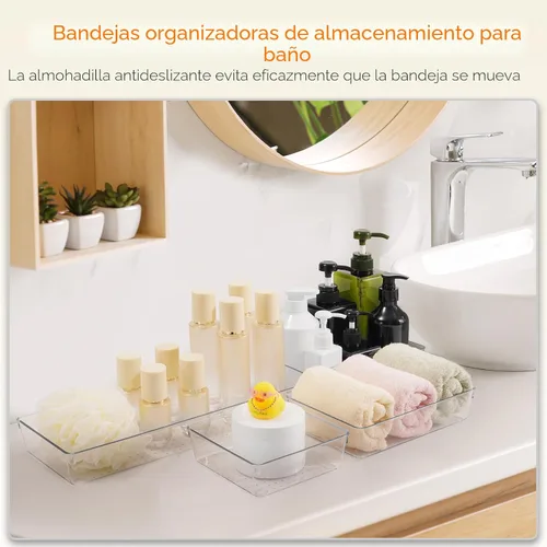 Miniatura 6 de Criusia Organizador de cajones, juego de 10 unidades de plástico transparente grande, 3 tamaños versátiles bandejas organizadoras de baño y tocador