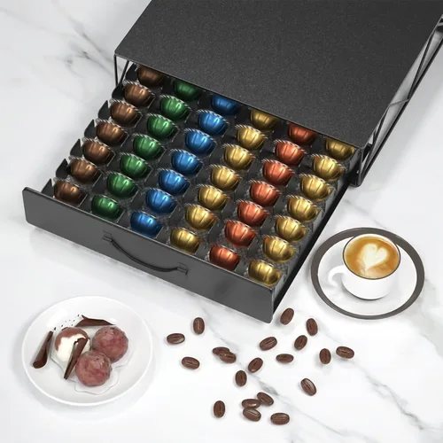 Miniatura 4 de HFHOME Cajón de cápsulas de café, soporte para 48 cápsulas de café Vertuoline, soporte de cajón de almacenamiento para tazas de 36 K, estación