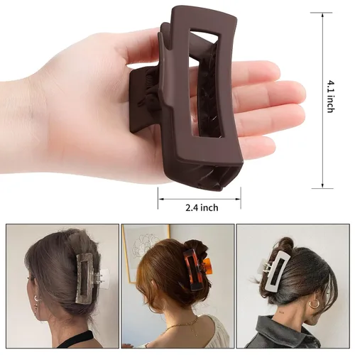 Miniatura 3 de Sisiaipu Pinzas de pelo grandes de 4 pulgadas, 6 piezas de garra grande para cabello grueso, pinzas cuadradas para el cabello para mujeres, pinzas