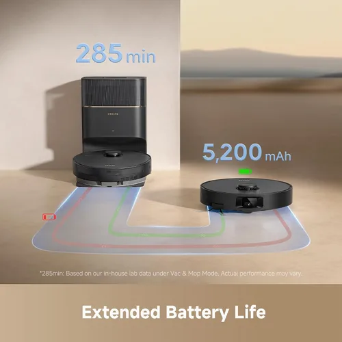 Miniatura 9 de DREAME Aspiradora robot D20 Pro Plus, succión de 13,000 Pa, DuoBrush para pelo de mascotas, limpieza de esquinas, vaciado automático, navegación LDS