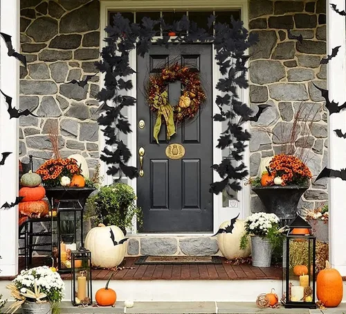 Miniatura 4 de Guirnalda de Halloween para decoración de mesa de interior, decoración de pared de otoño, hojas de arce negro, decoración de vid para el hogar