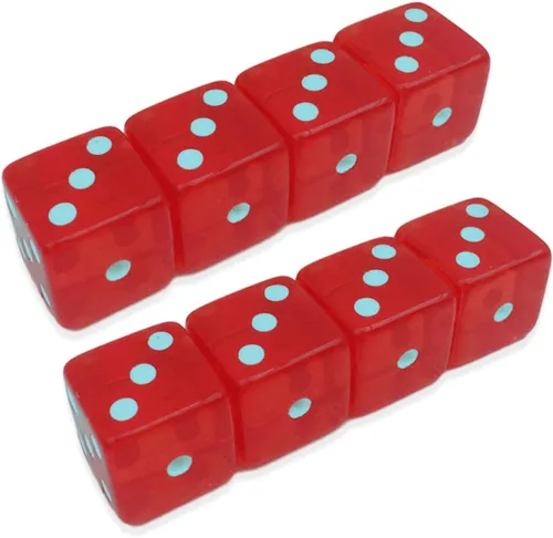 Miniatura 6 de Juego de 10 dados de 0.630 in de 6 caras D6 RPG D&D transparente rojo + bolsa
