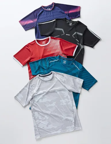 Miniatura 6 de Paquete de 5 camisetas de manga corta, con cuello redondo y de secado rápido para hombre, camisetas deportivas para correr, entrenar o ir al gimnasio