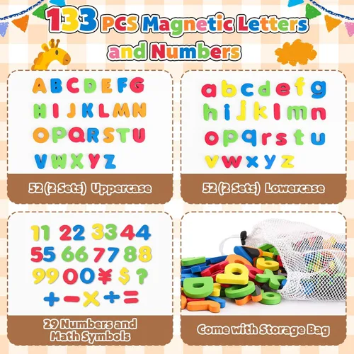 Miniatura 2 de GINMIC Letras y Números Magnéticos con Tablero Magnético, Imanes Alfabeto ABC, Juguetes de Aprendizaje y Educación - Símbolos Matemáticos