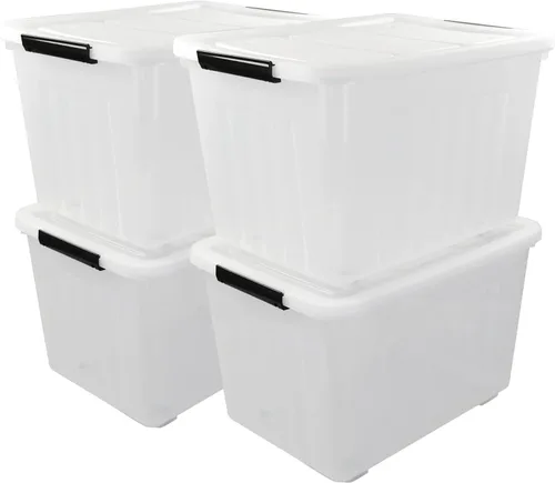 Miniatura 10 de Caja de almacenamiento transparente de plástico de 10 L, caja de plástico con tapa, paquete de 6 Clear Design, Locking Latch Lid, Convenient Top