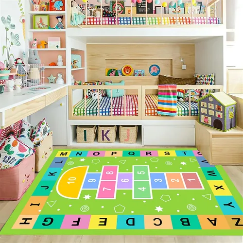 Miniatura 20 de Alfombras de área para niños, 3 x 4 pies, alfabeto, números y formas, alfombra de aprendizaje educativa para niños para sala de juegos, sala