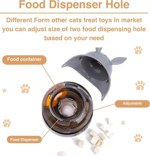 Miniatura 4 de Juguete rompecabezas para gatos, dispensador de comida para mascotas con equilibrio automático, estimulante del cerebro, alimentador lento, juguetes
