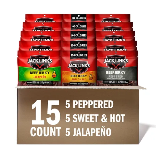 Miniatura 11 de Jack Link's Paquete variado de carne seca de res, incluye original, teriyaki y cecina picada, paquete de bocadillos de proteína a granel, buena