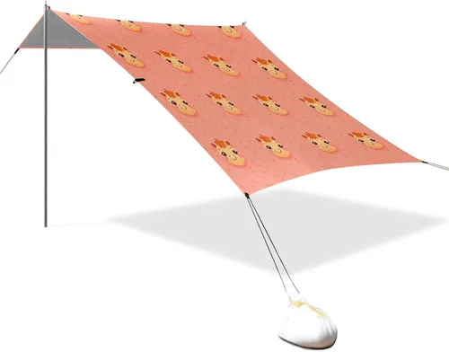 Linda tienda de campaña de playa con cara de camello UPF50, fácil instalación, refugio solar grande con bolsa de transporte para viajes familiares,