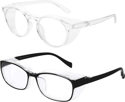 Miniatura 12 de willochra Paquete de 2 gafas de seguridad antivaho con protección lateral, bloqueo de luz azul, cómodas gafas de laboratorio transparentes