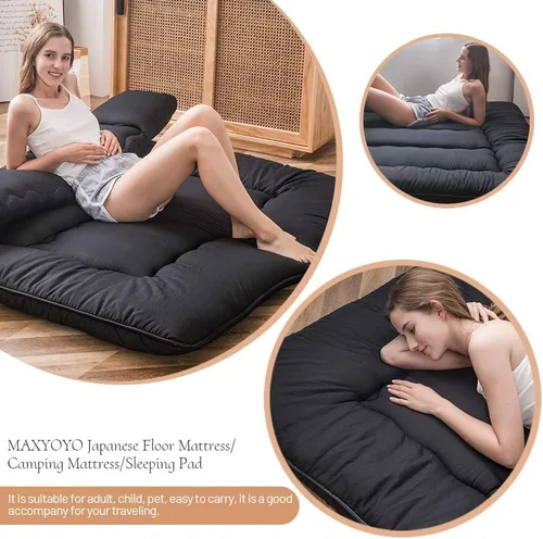 Miniatura 3 de MAXYOYO Colchón Japonés de Suelo Futón Colchón, Tapete de Tatami Engrosado de 4", Almohadilla para Dormir Plegable Enrollable para Niños y Niñas