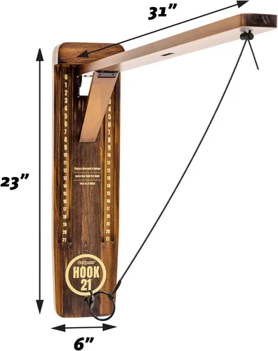 Miniatura 3 de GoSports Hook 21 - Juego de Anillo de Montaje en Pared - Juega en Interiores o Exteriores con Brazo Plegable Marrón