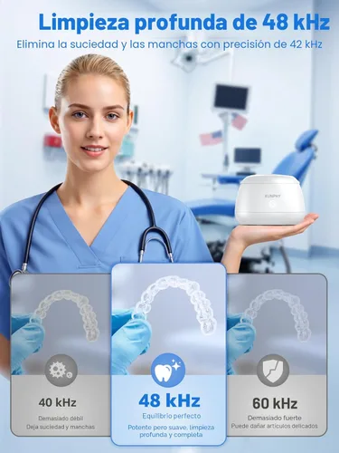 Miniatura 2 de KUNPHY Máquina Limpiadora Ultrasónica de Retenedores 2026, Cápsula de Limpieza Dental de 48 kHz para Brackets, Protector Nocturno, Protector Bucal