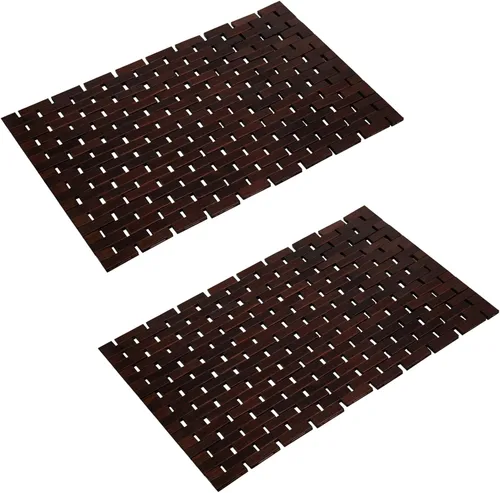 Miniatura 10 de Alfombra de baño de bambú, alfombras de baño para suelo, ducha y bañera de madera, impermeable, antideslizante, accesorios de 16 x 24 pulgadas