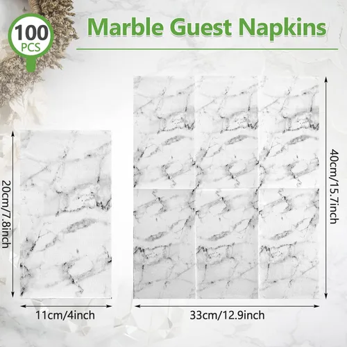 Miniatura 2 de Zonon 200 toallas de mano de papel para baño, toallas de mano desechables de mármol, toallas decorativas de mármol para cena, servilletas