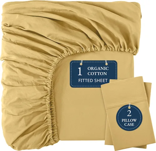 Miniatura 25 de LANE LINEN Juego de 2 piezas con sábana bajera 100% algodón orgánico tamaño individual y 1 funda de almohada, tejido de percal ligero, ultra suave