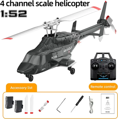 Miniatura 6 de A61 Airwolf Helicóptero de control remoto Avión 4CH RC Heli Aileronless Escala 1/42 giroscopio de 6 ejes Altitud Flotante Posición de flujo óptico