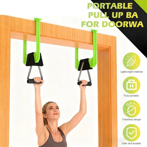 Miniatura 5 de 1 juego de barra de dominadas portátil, barra de dominadas ajustable para puerta desde casa fitness. Capacidad de carga superior a 330 libras sin